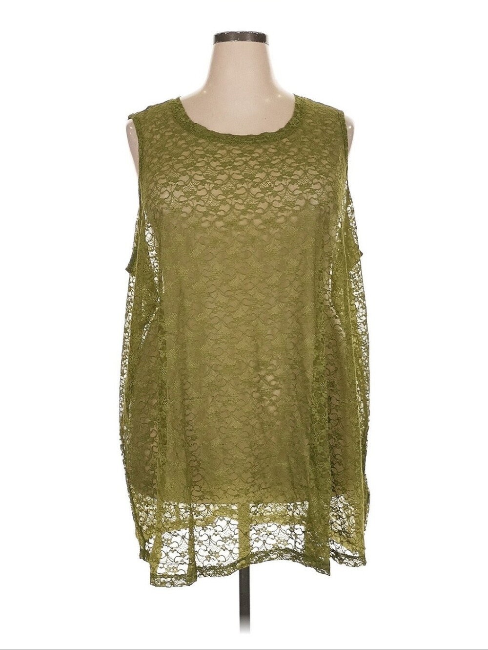 NWT✨ Olive Green Lace Overlay Top